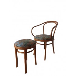 Vintage drewniane krzesło i stołek Radomsko lata 50. ODNOWIONE